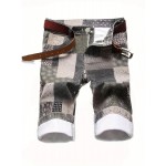Men's Casual Stars Print Trendy Cotton Jean Shorts Shopping Dating Mid Pants