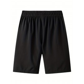 Zipper Pockets Quick Drying Comfy Active Shorts, Men's Casual Stretch Waist Drawstring Shorts For Summer