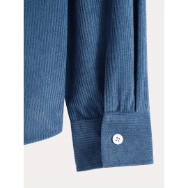 Men's Vintage Style Hooded Corduroy Button Up Jacket