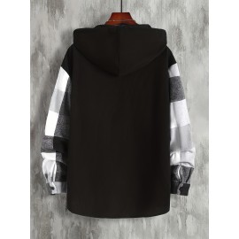 Men's Retro Plaid Hooded Shirt Jacket